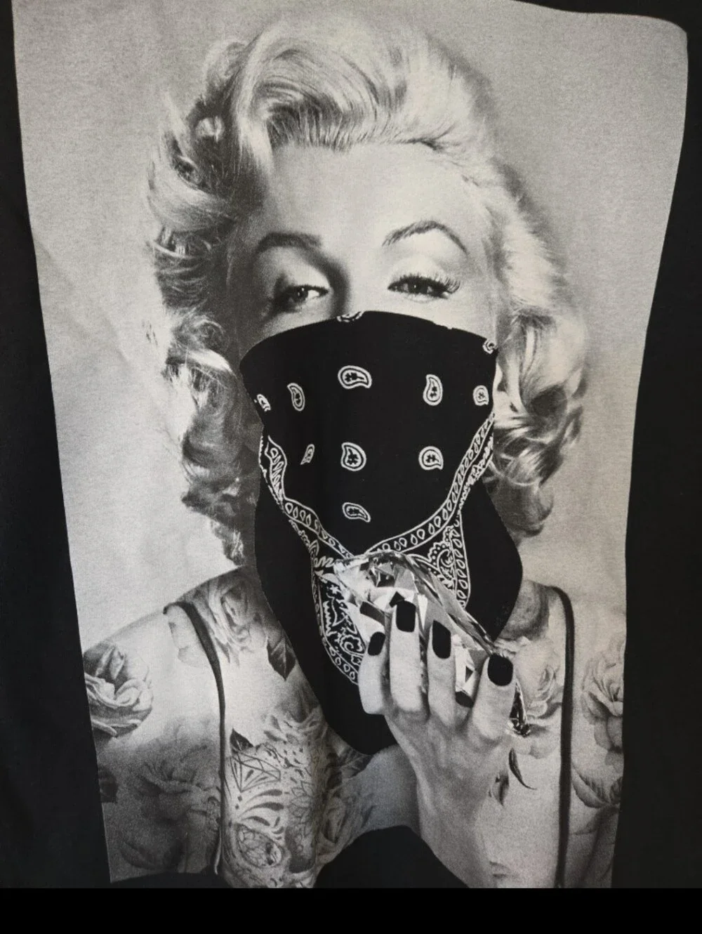 Rue21 Black Bandana Marilyn Monroe Mask Scarf with Paisley Print